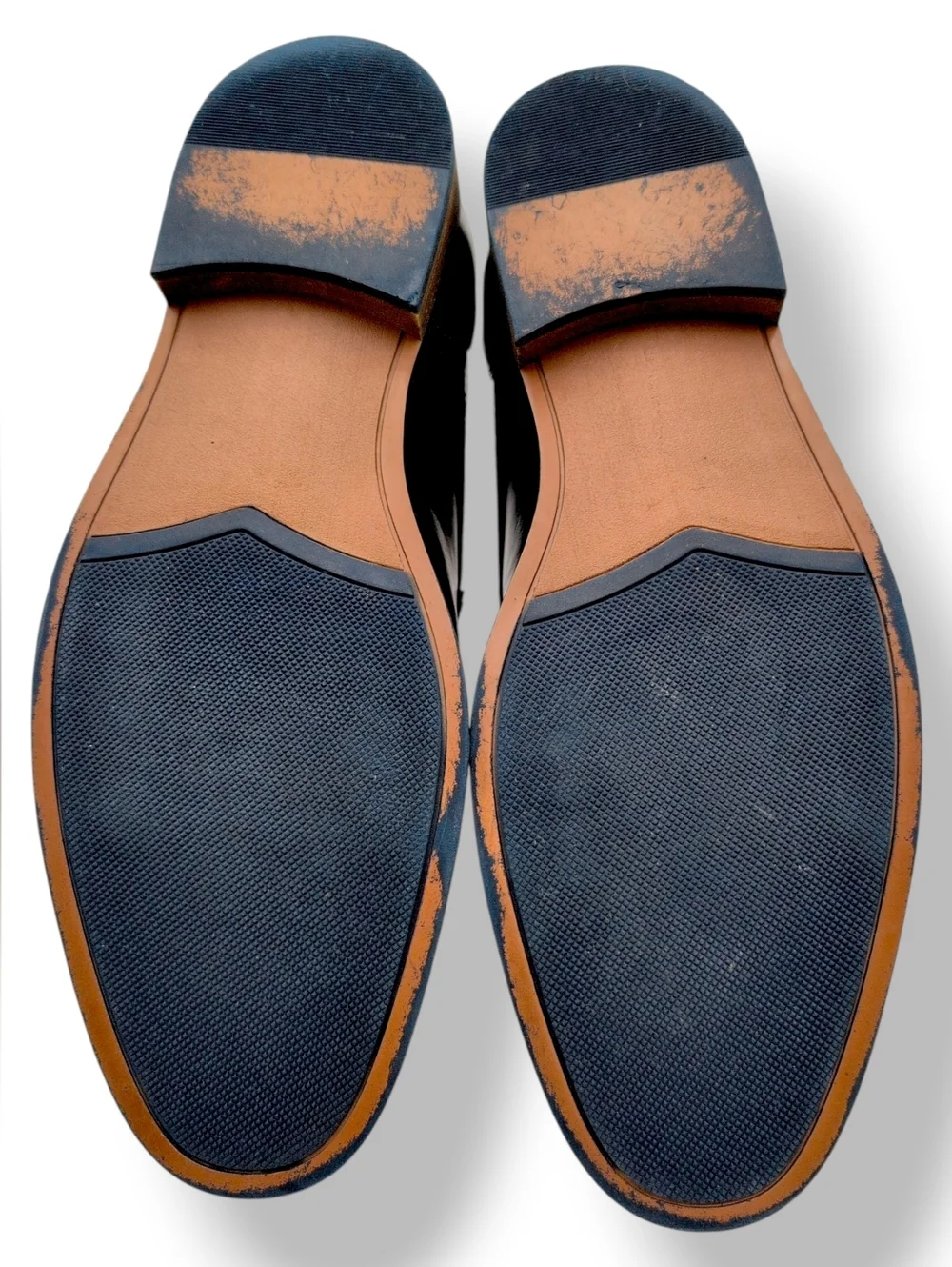 Dockers Men Sz 9.5 Black High-Quality Cap-Toe Oxfords Brown Trim Cushion Footbed